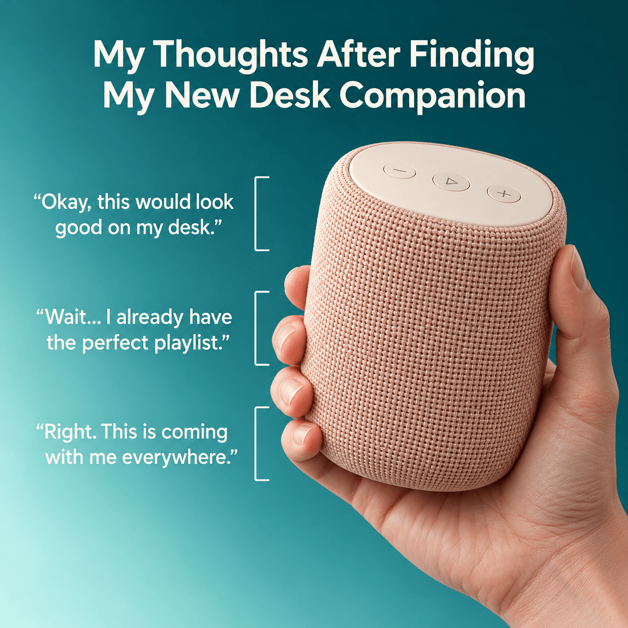 Desk Speaker Review Style Ad, AI image made from the prompt