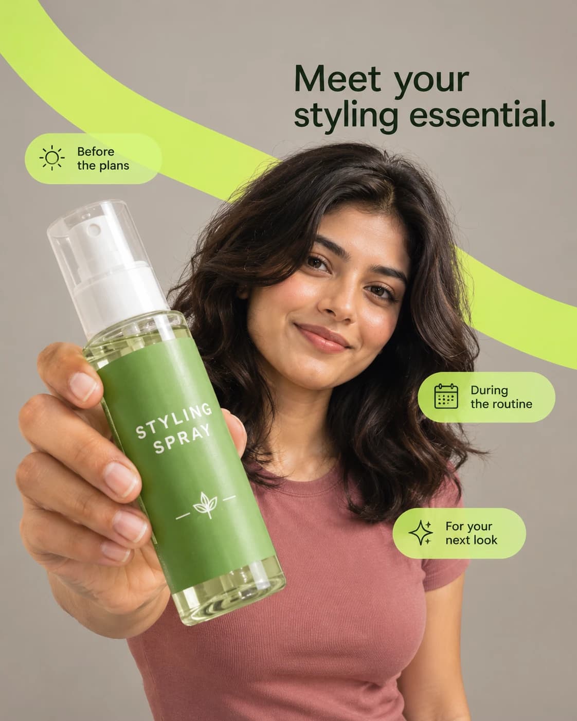 Hair Spray Product Ad, AI image made from the prompt