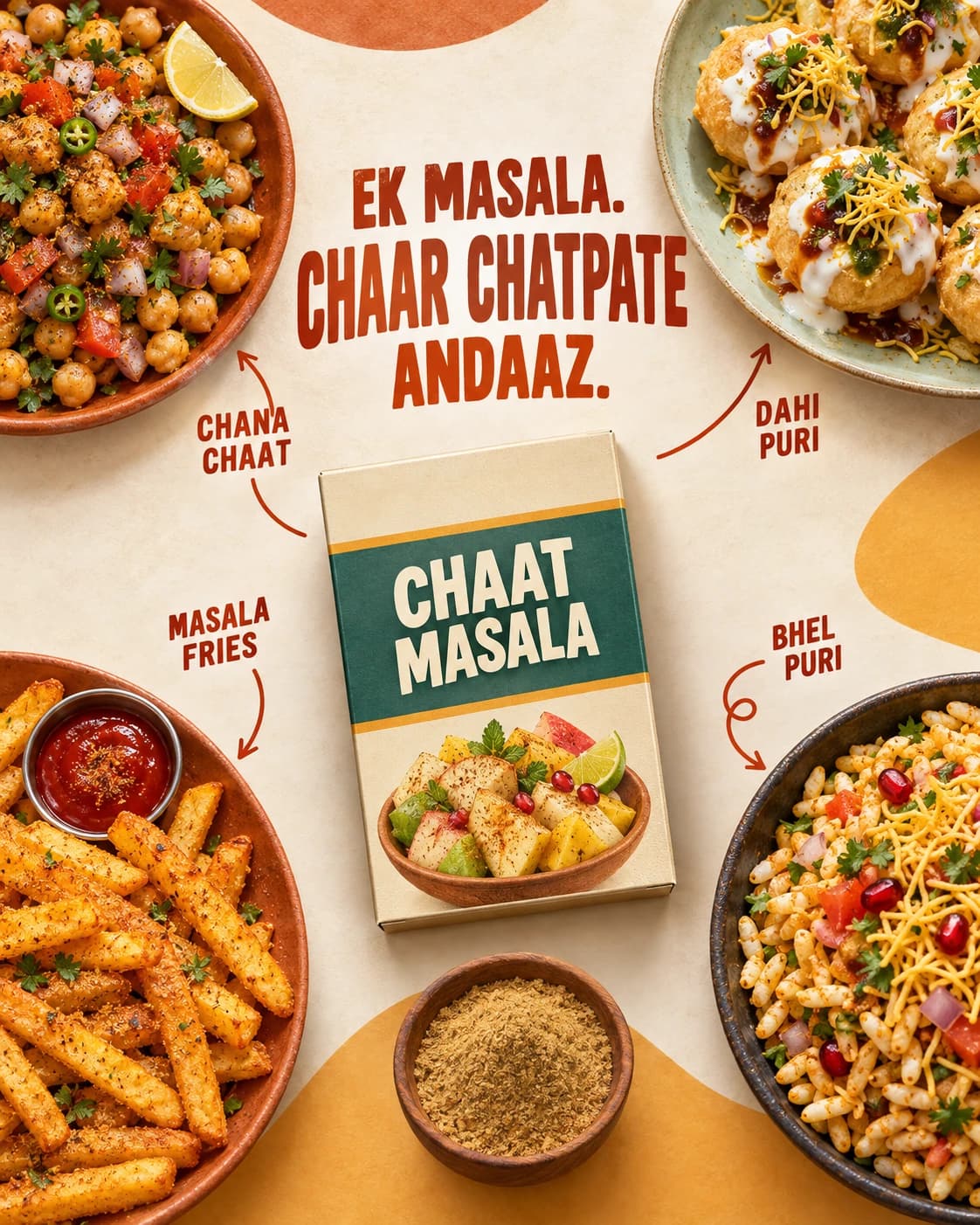 Chaat Masala Spice Ad, AI image made from the prompt