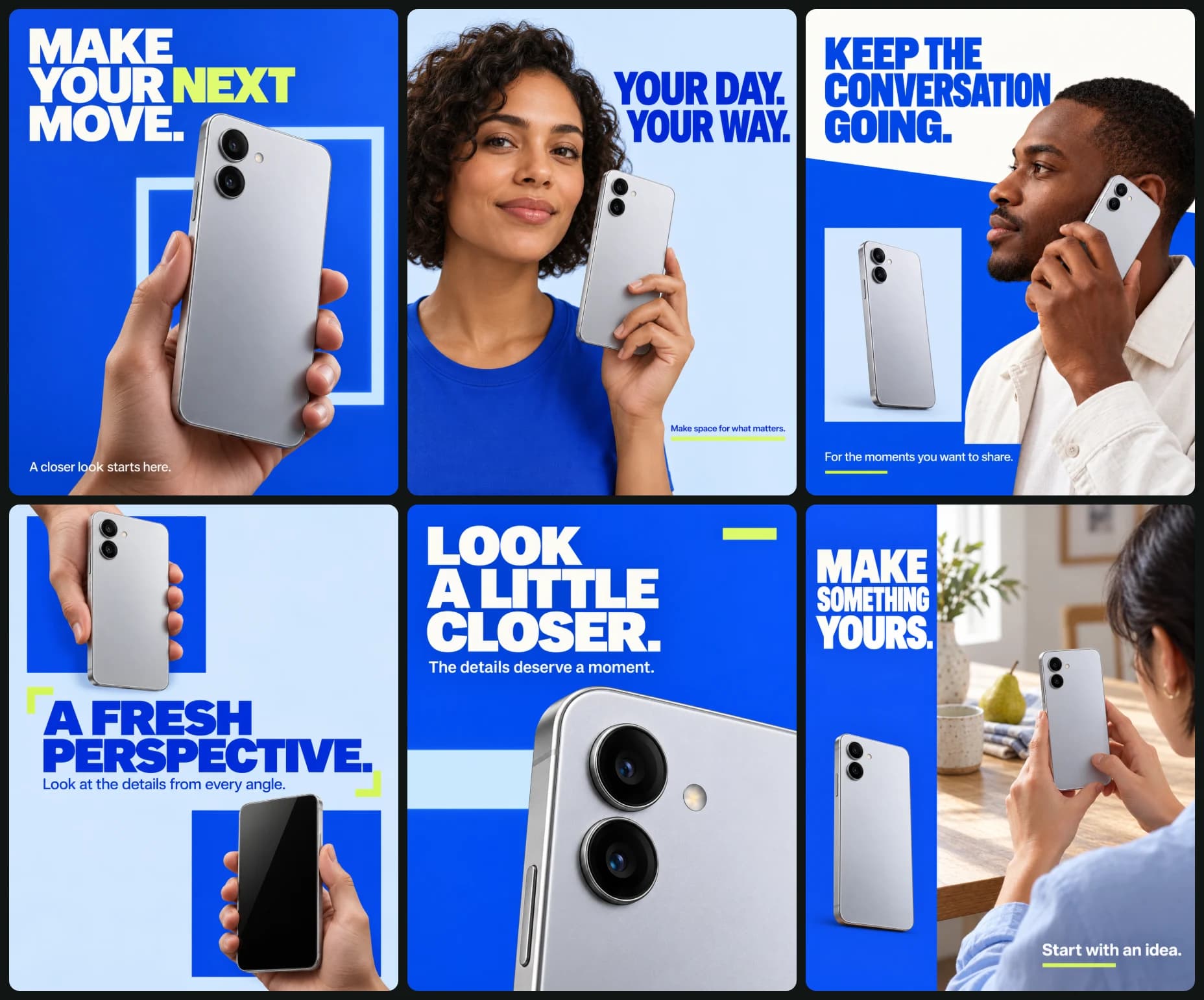 AI image: Create a coordinated six-image smartphone social media campaign.

CREATIVE OBJECTIVE
Preserve the re