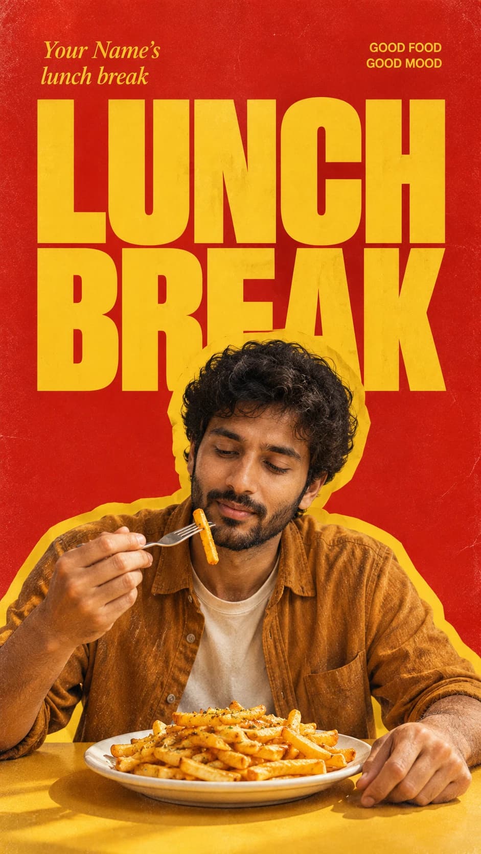 Lunch Break Retro Food Poster, AI image made from the prompt