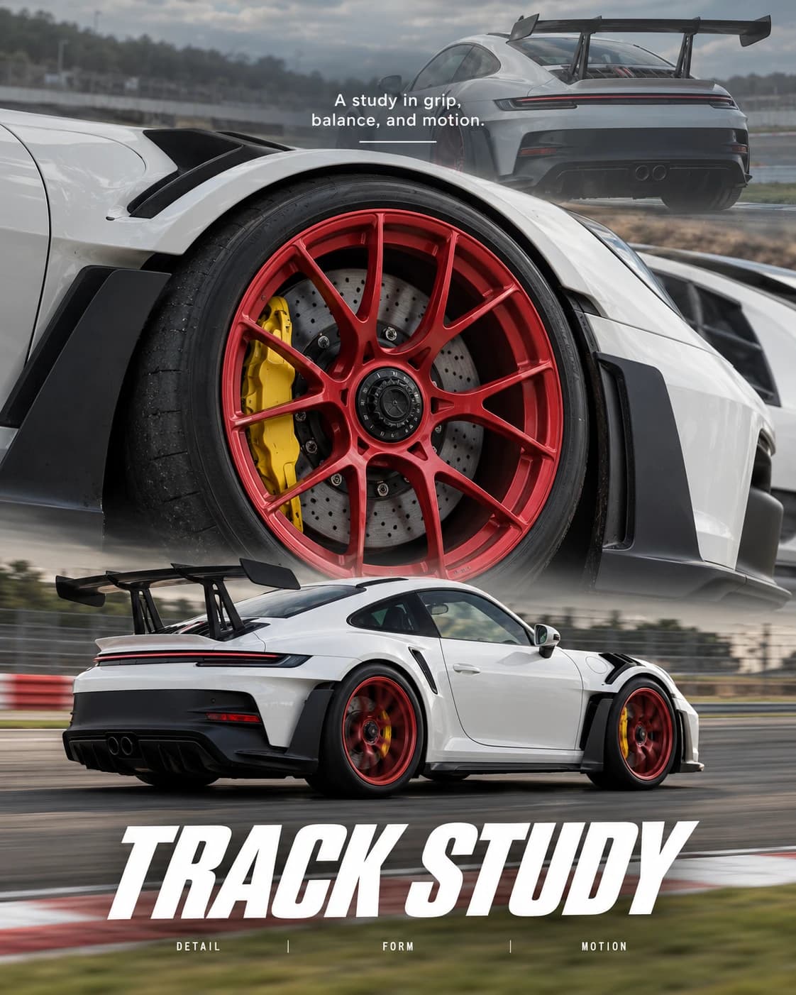 Porsche GT3 RS Track Day Poster, AI image made from the prompt