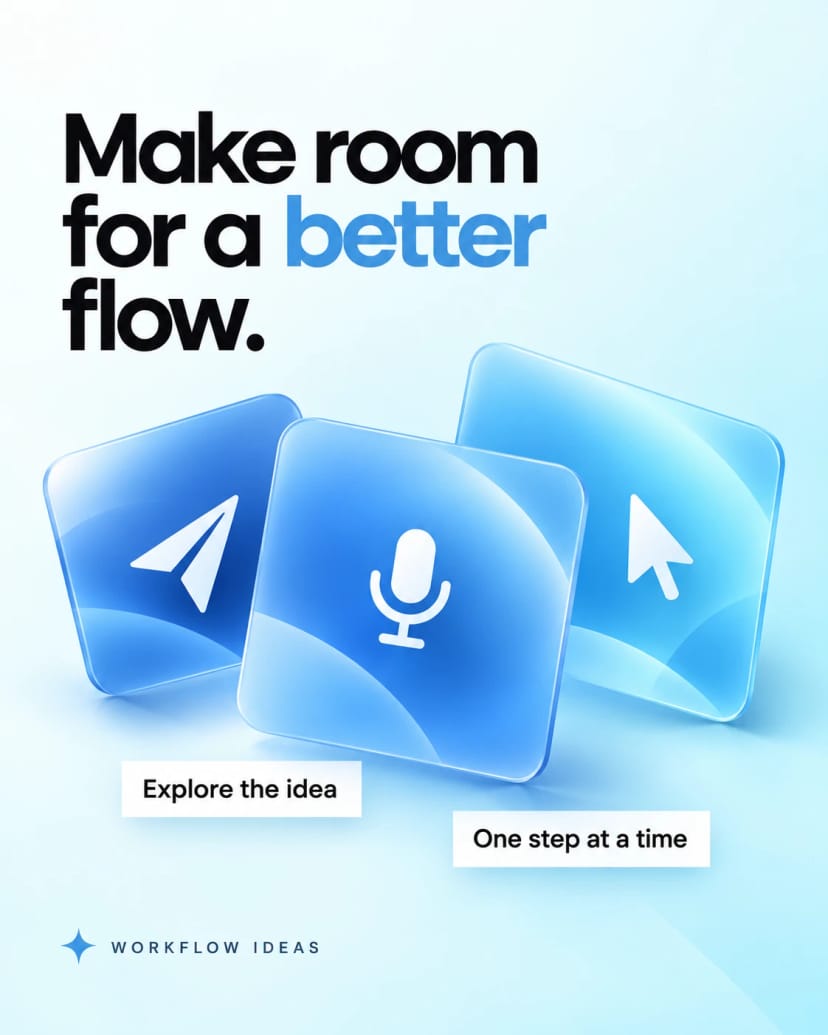 Blue workflow tiles for better flow