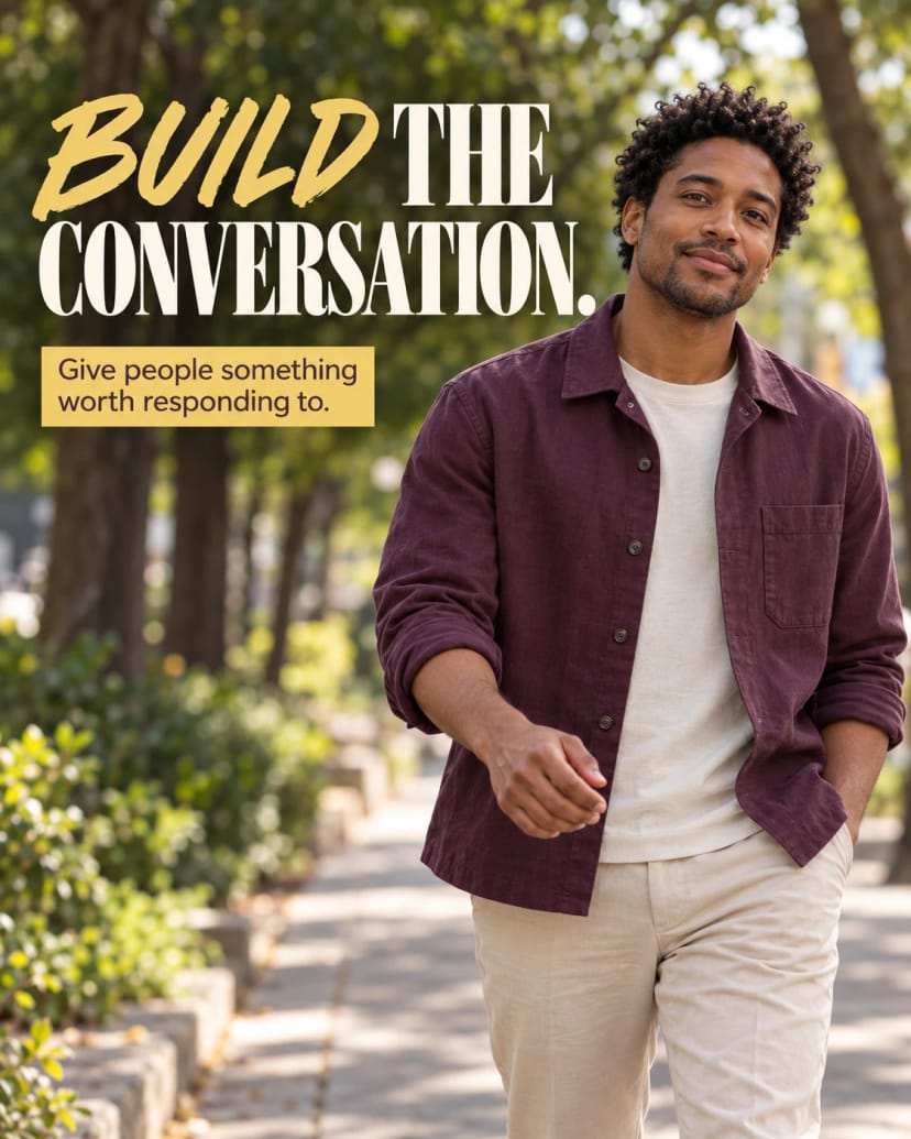 Building conversation on a tree lined path