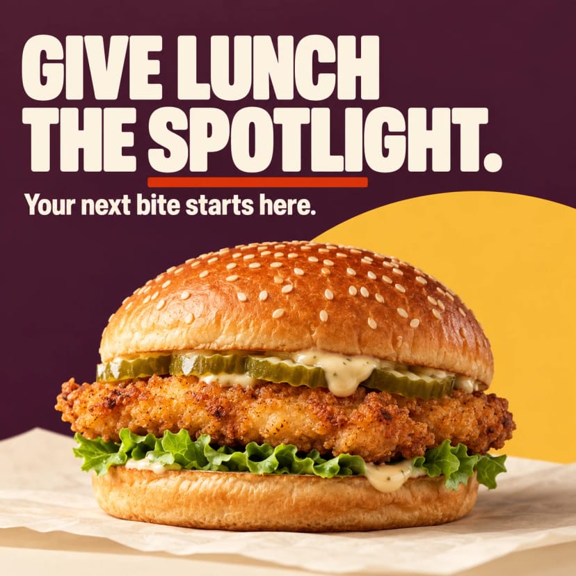 Chicken burger in the spotlight