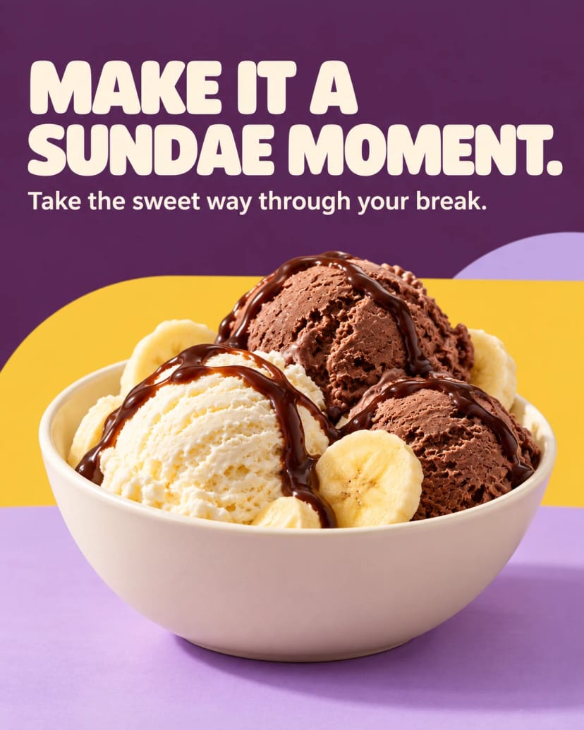 Chocolate banana sundae moment