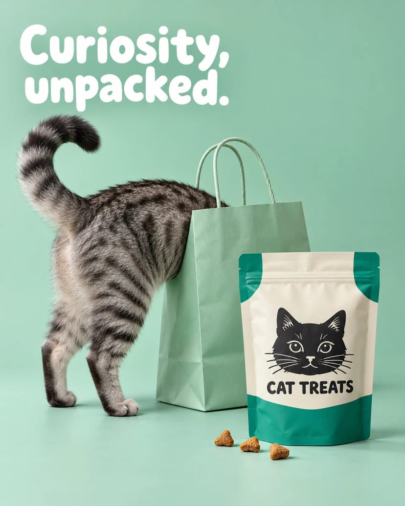 Curious tabby discovers mint cat treats
