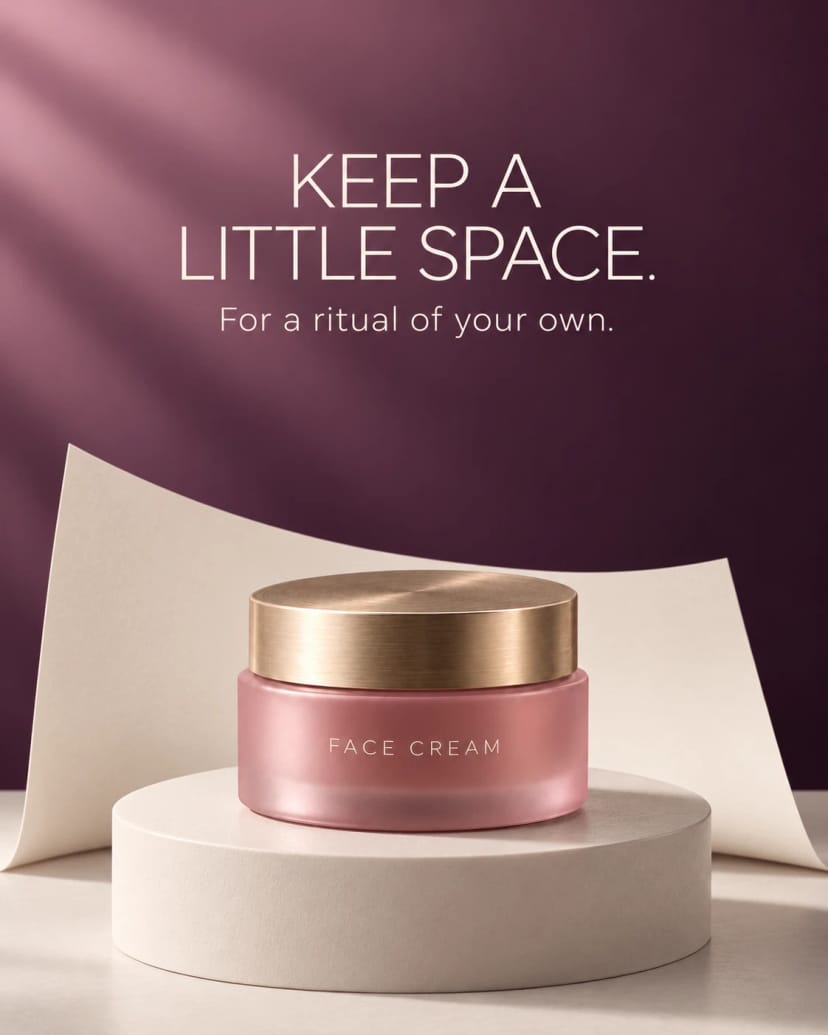 Face cream on a graceful paper curve