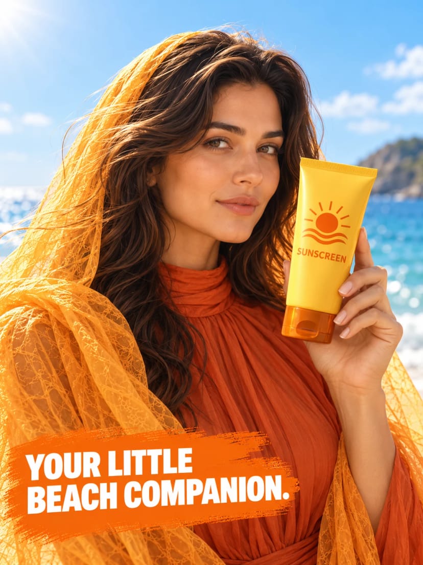 Golden sunscreen beach portrait