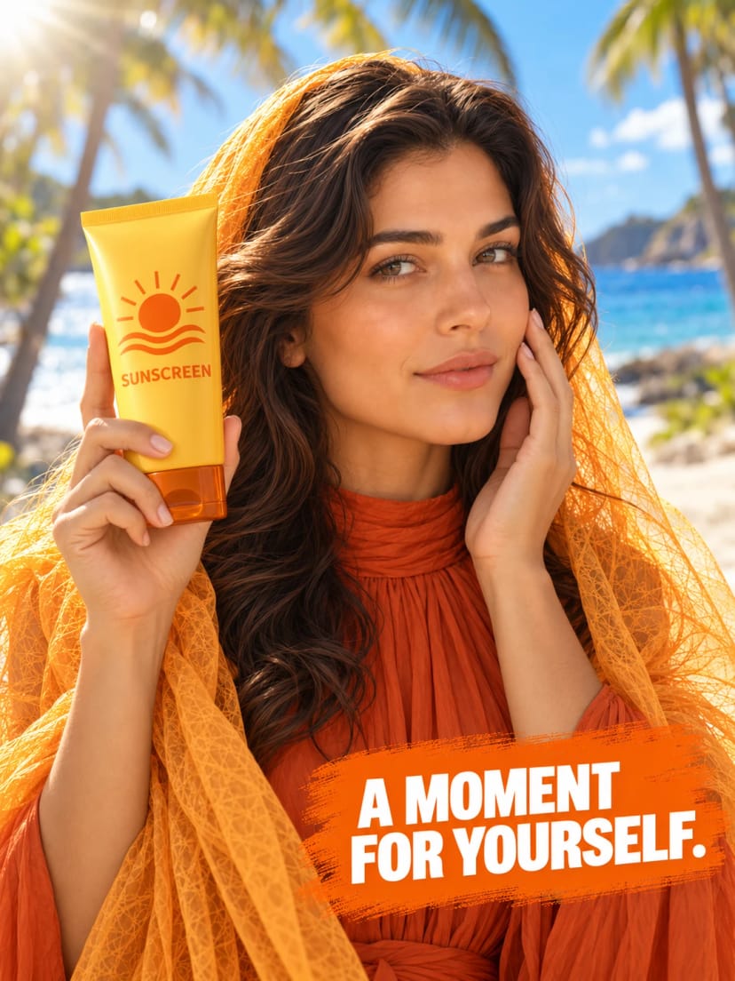 Golden sunscreen by the palms