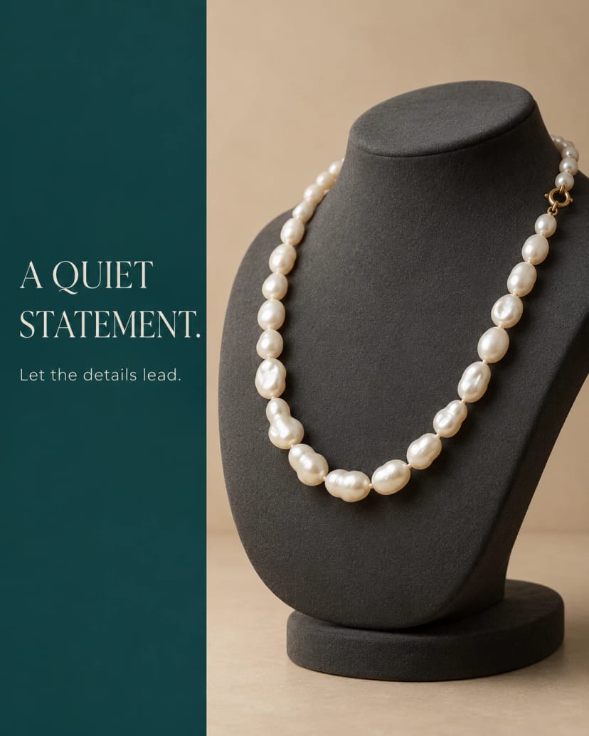Ivory bead necklace, quiet statement