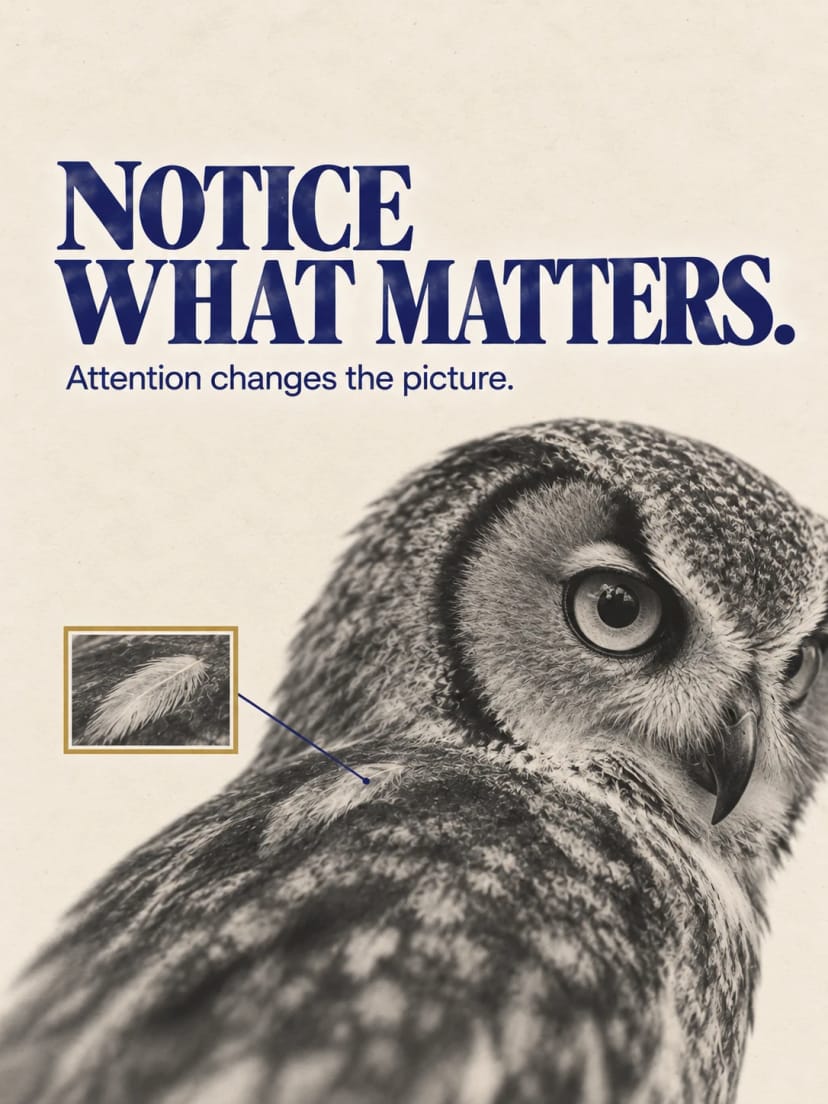 Notice What Matters: Monochrome Owl