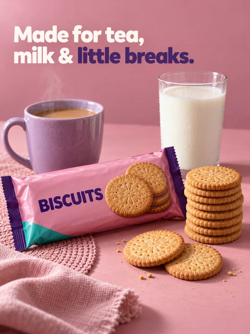 Pink biscuit tea break