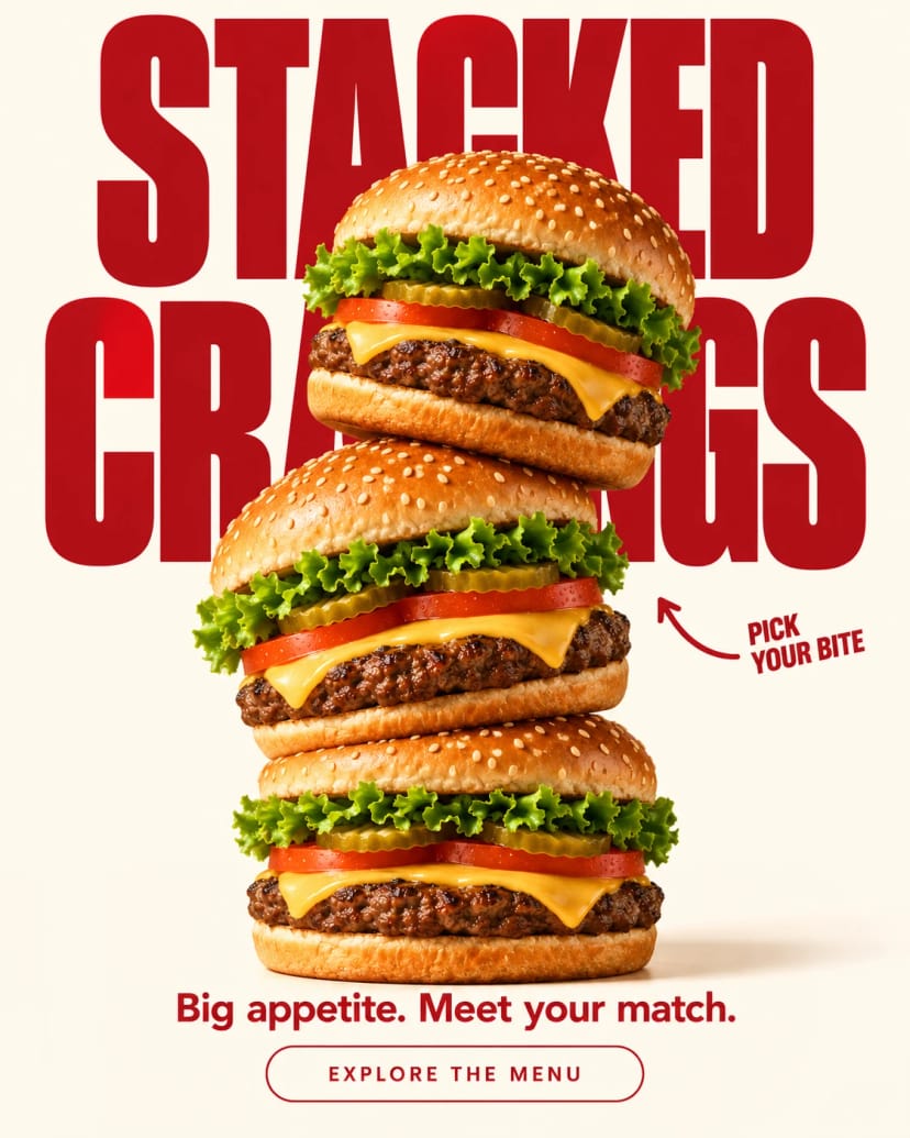 Stacked cravings burger tower