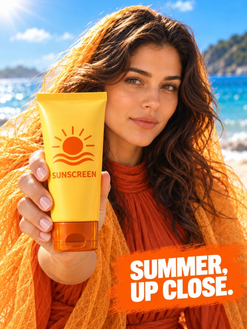 Summer sunscreen, up close