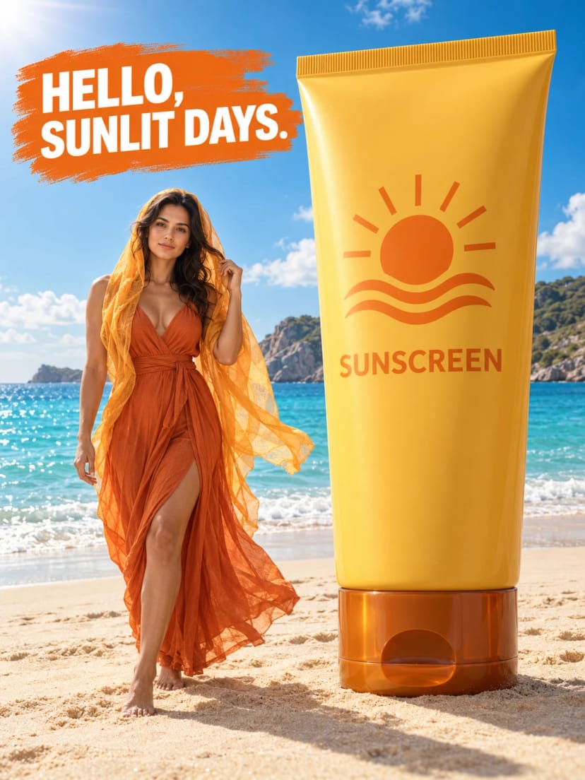 Sunlit days with a giant sunscreen tube