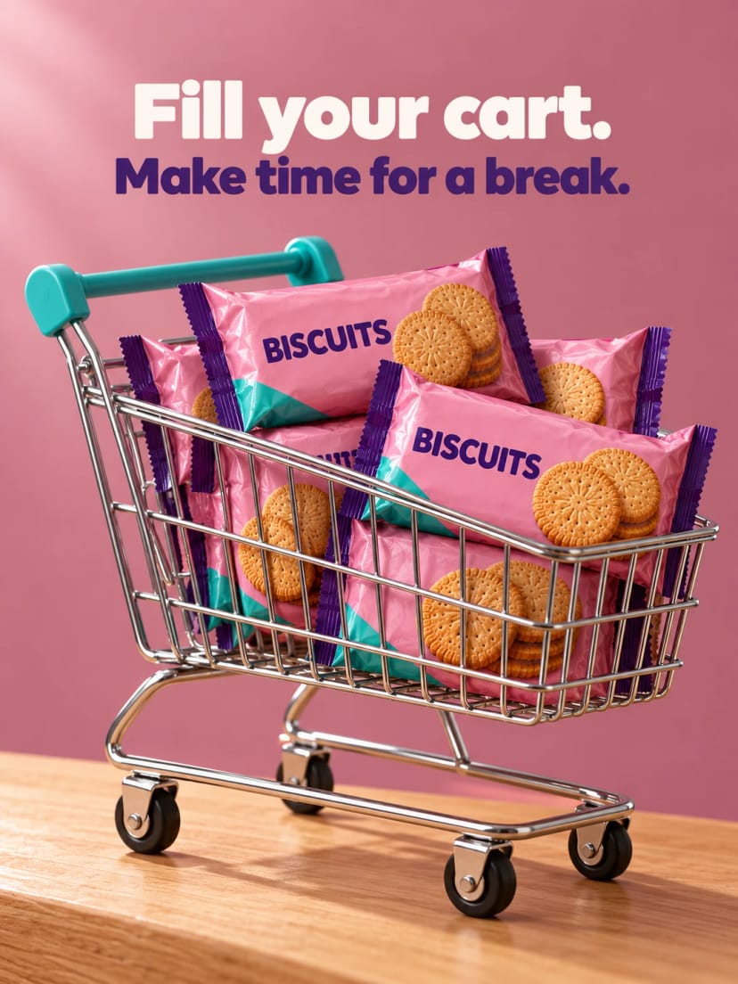 Teal cart of golden biscuits