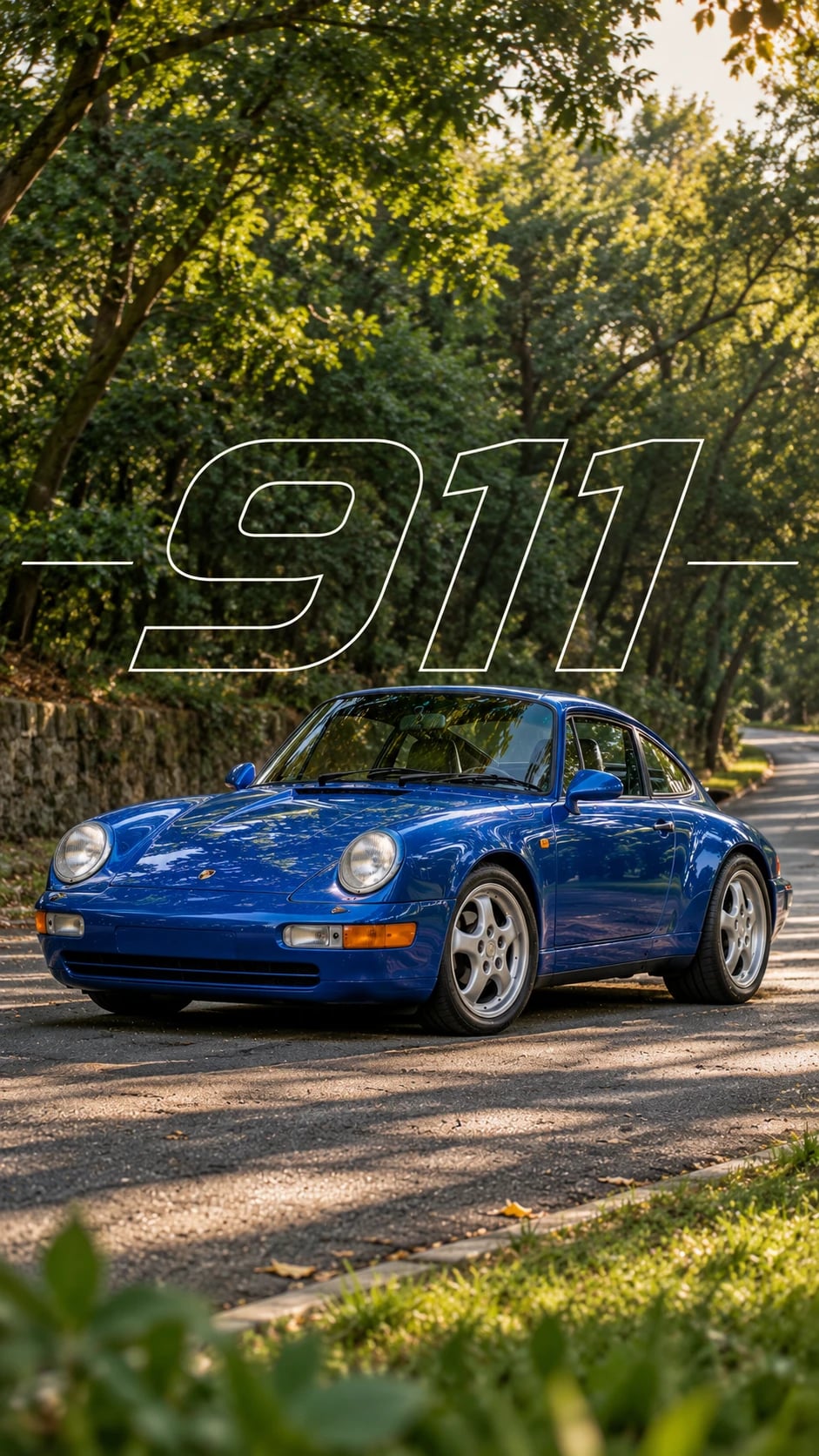 Blue Porsche 911 Forest Poster, AI image made from the prompt