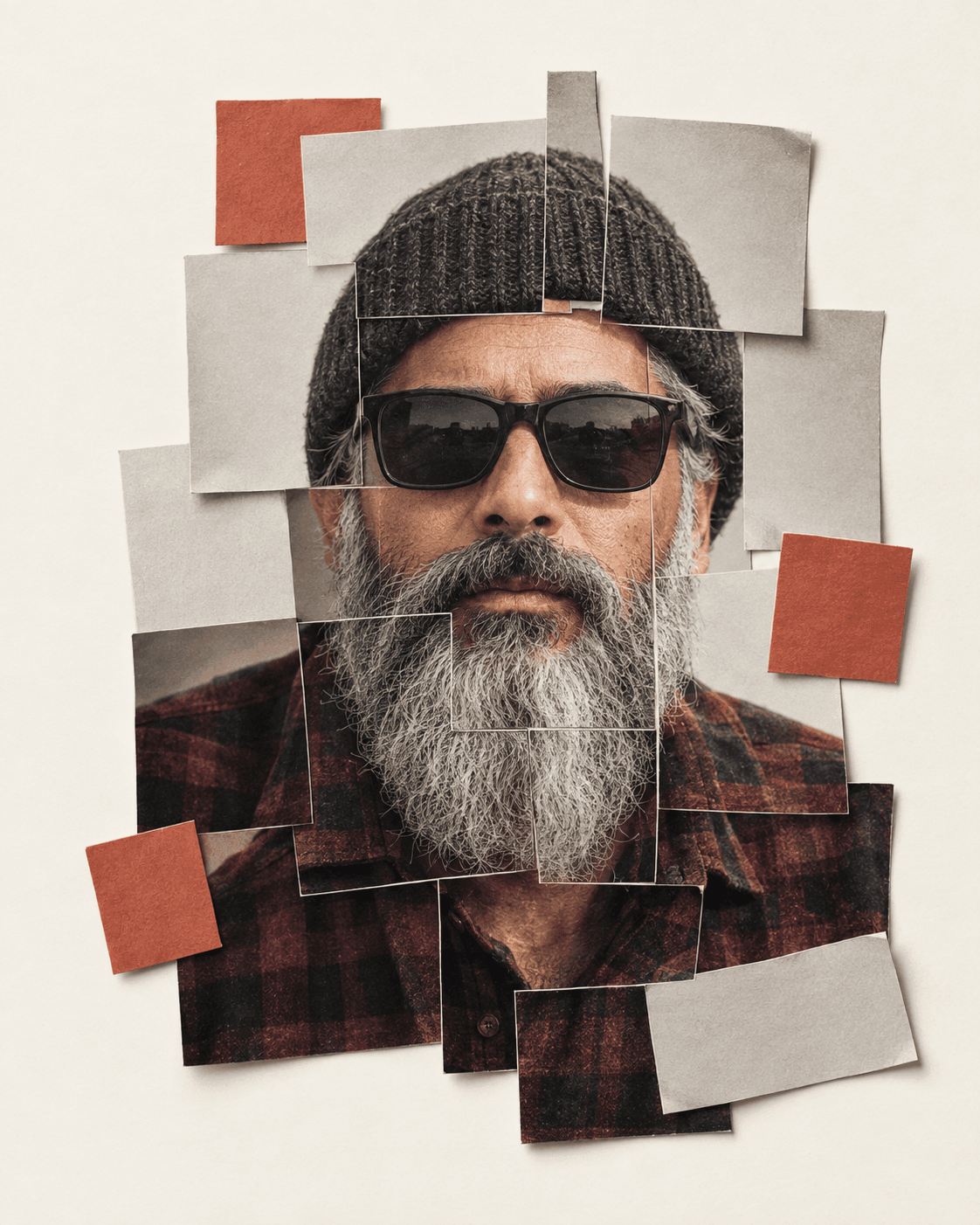 Torn Paper Collage Portrait, AI image made from the prompt