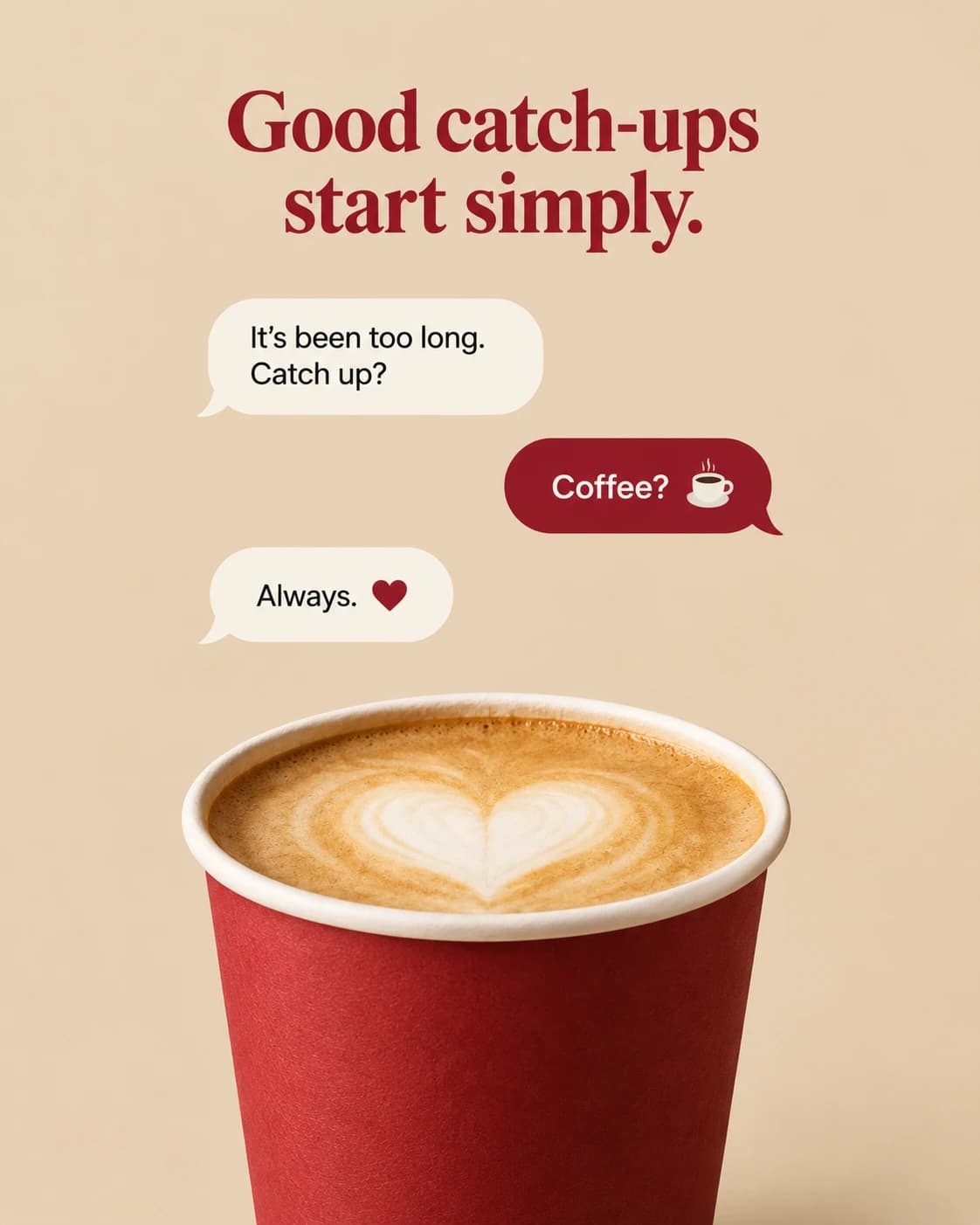 Coffee Catch-Up Chat Ad, AI image made from the prompt