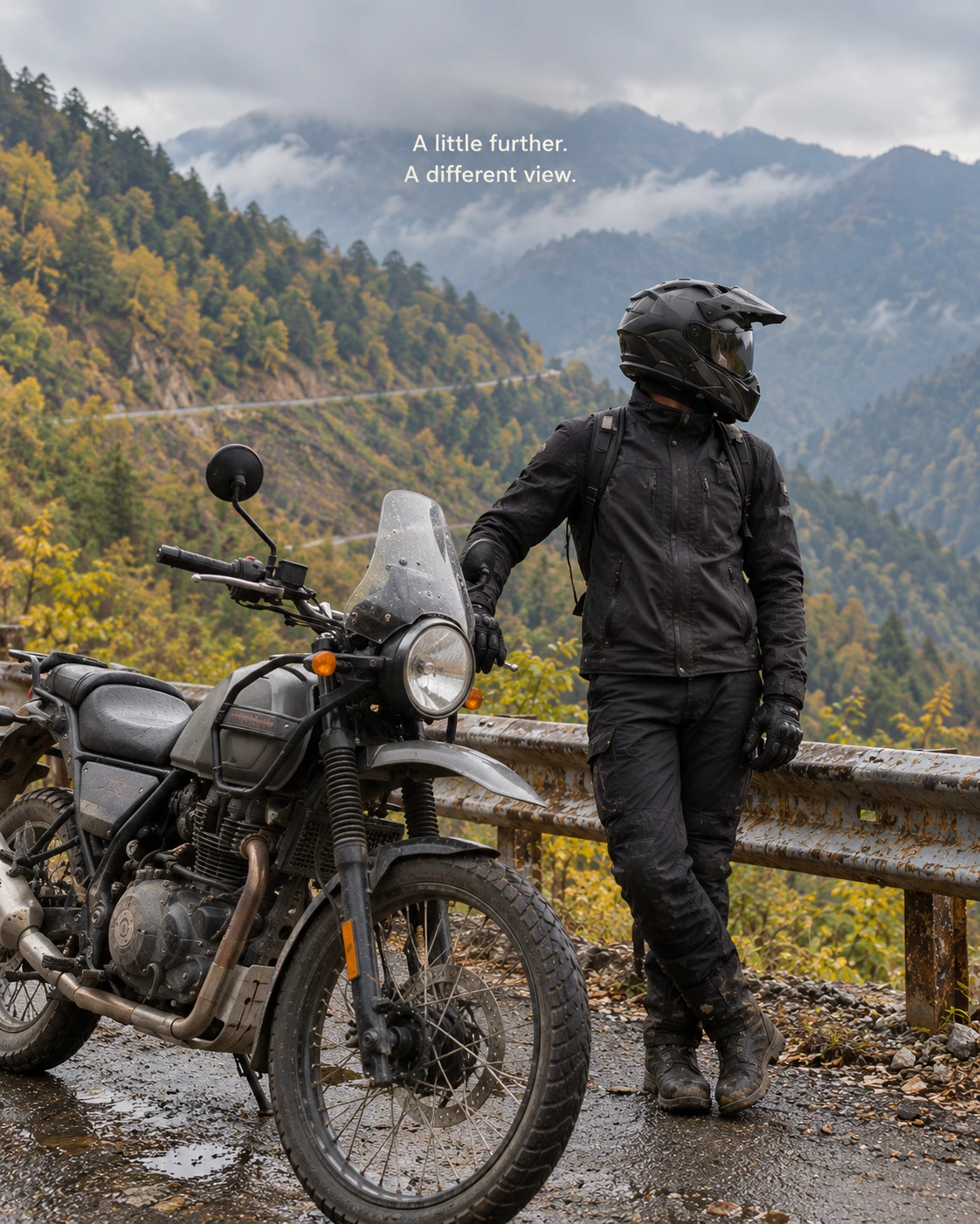Lone Biker on Mountain Road
