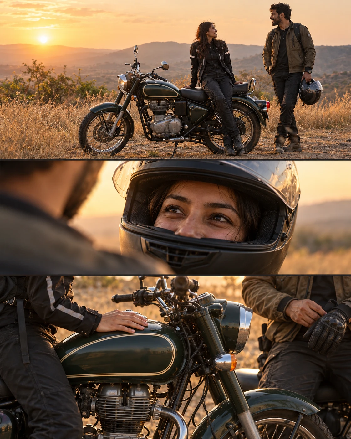 Couple Bike Ride Golden Hour Collage