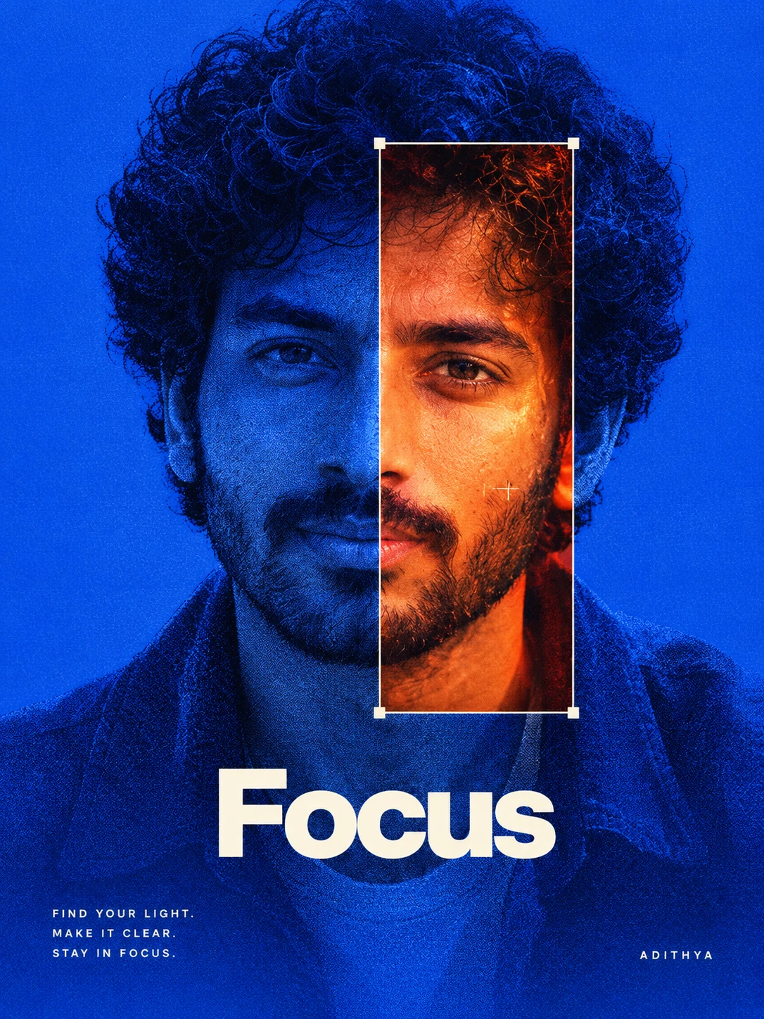 Focus Halftone Blue Portrait Poster