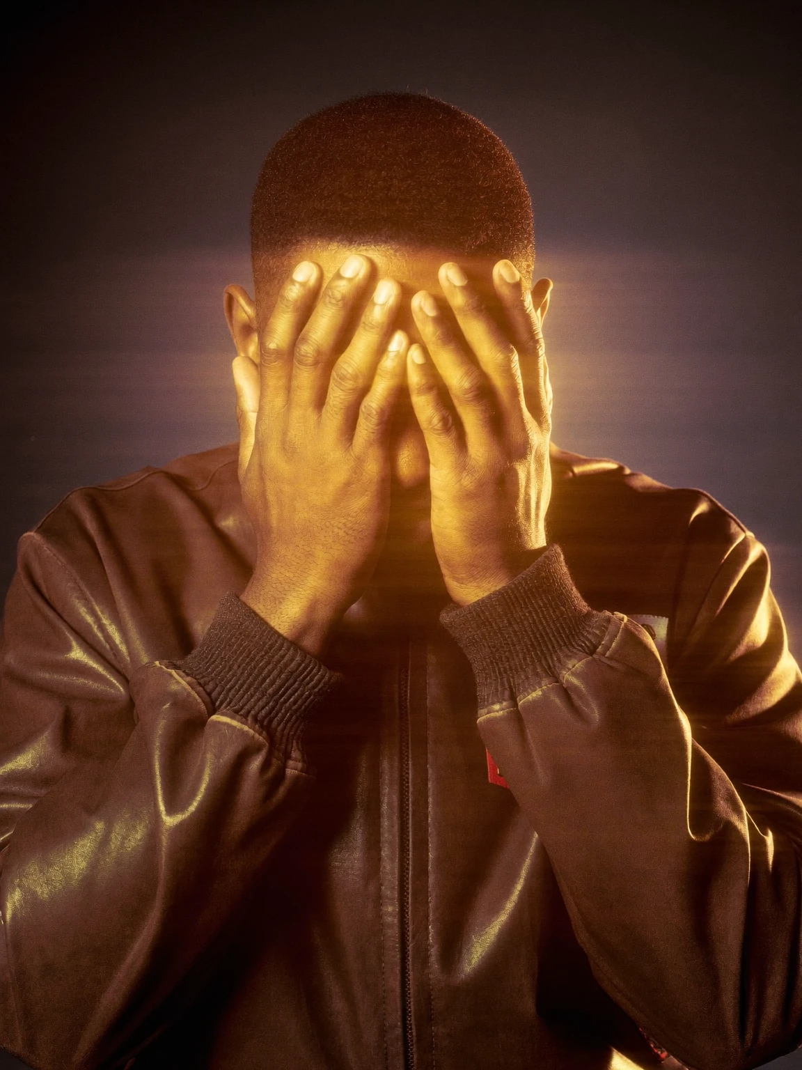 Dramatic Face in Hands Portrait