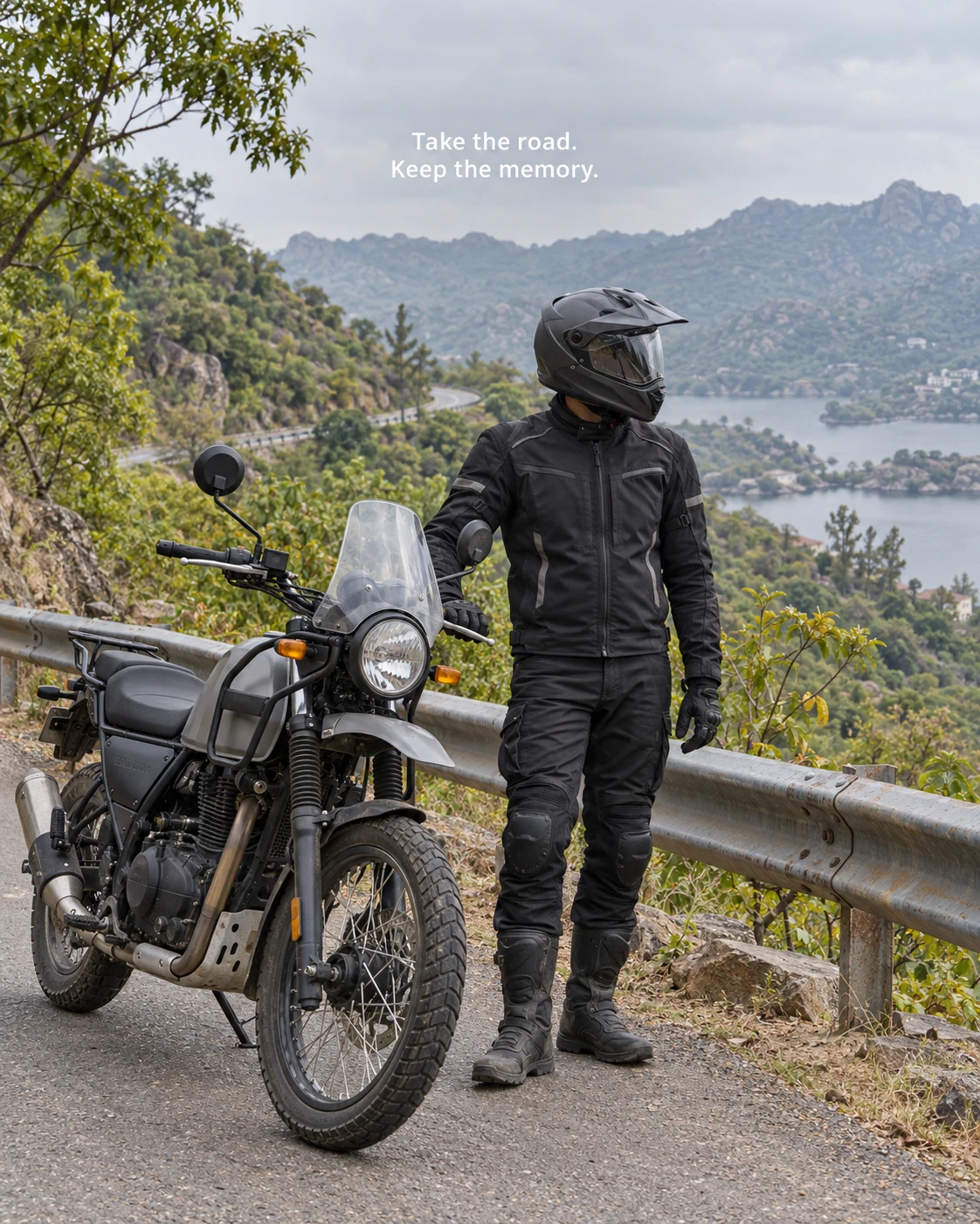 Biker at Mountain Lake Viewpoint