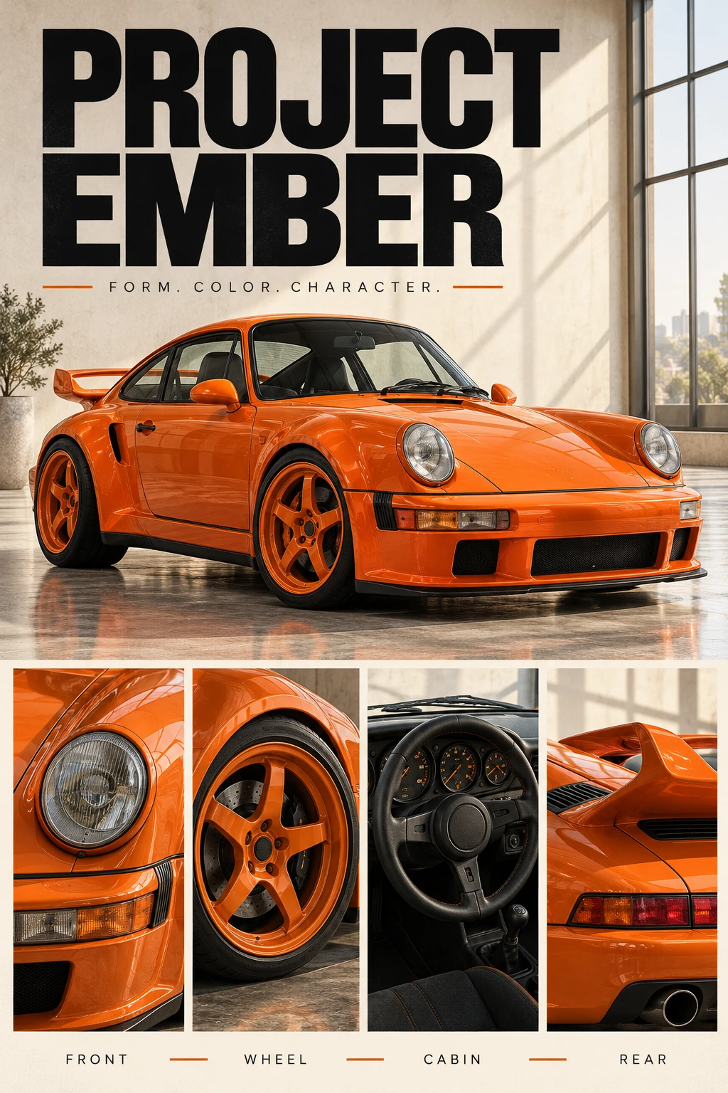 Project Ember Orange Porsche Poster