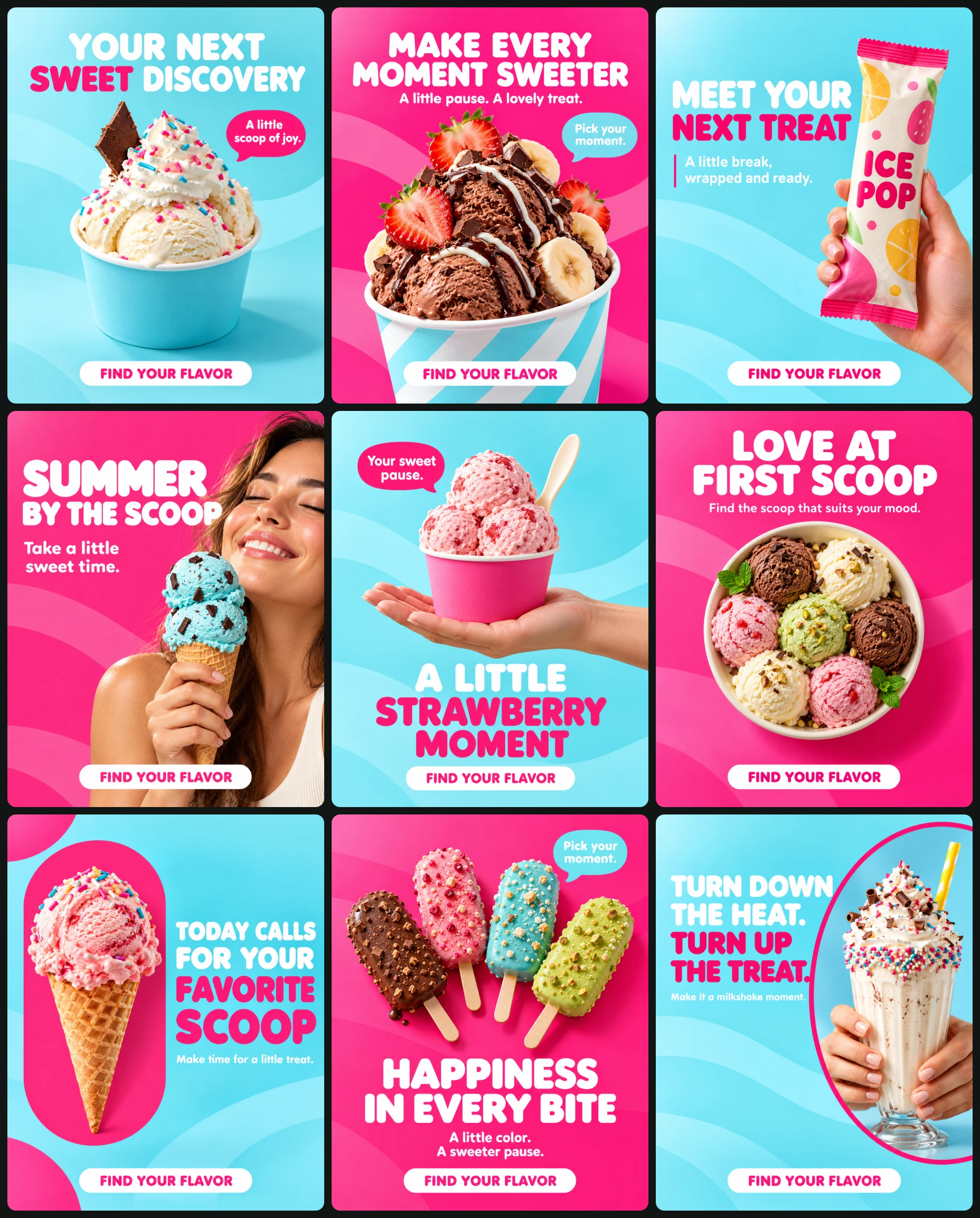 Ice Cream Shop Instagram Post Set