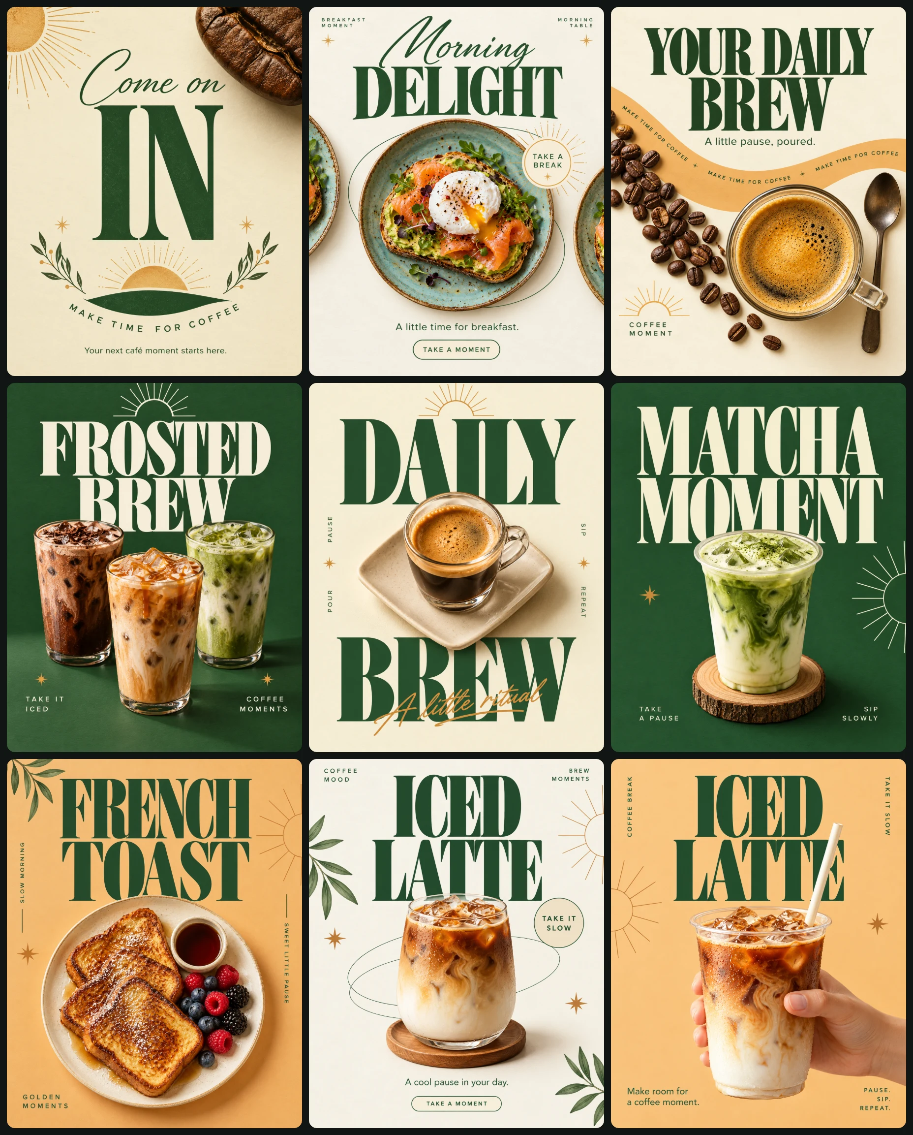 Café Menu Instagram Post Set