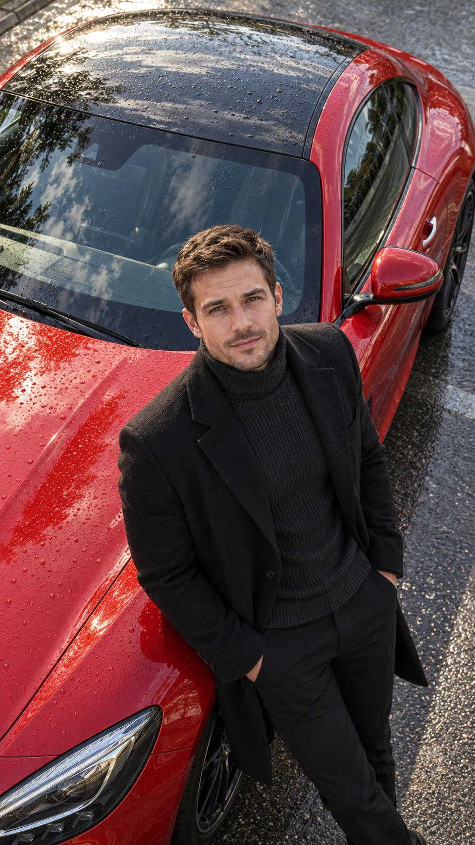 Moody Red Sports Car Portrait